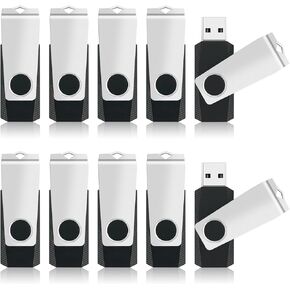 4GB USB Flash Drive 10 Pack, Swivel Memory Stick Thumb Drives with Lanyards, Portable Photo Stick Jump Drives Pendrive Zip Drive USB Key with LED Indicator for Data Storage Office Business Students