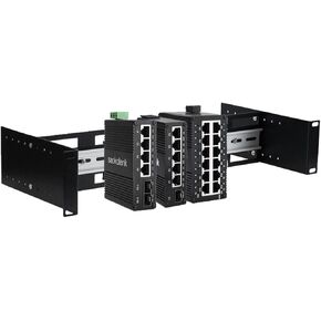 2U 19 inch Din Rail Chassis Bracket Depth Adjustable Rackmount Kit Aluminum Rack Mount Rack Rails for 35mm Din-Rail Mounted Device Ethernet Switch Media Converter Shelf