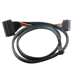 ZEZEFUFU 12GB/s Mini SAS Cable SFF 8643 to SFF 8639 NVMe SSD W/ 15 Pin SATA Power 50cm