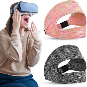 2 Pcs VR Eye Mask Adjustable Breathable VR Goggles Sweat Band VR Face Pad for Most VR Devices Accessories Any Head Size