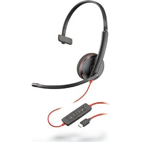 Plantronics 209748-101 Black Wire 3200 Series Corded UC Headset USB-C