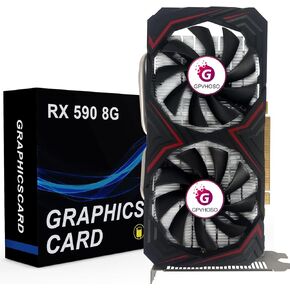 Radeon RX 590 8GB GEM Graphics Card, 2304SP 1469MHz GDDR5 256bit, RX590 GPU 8K Video Card with Dual Cooling Fan, HDMI, DP, DVI-Output, PCIE 3.0 * 16 for Computer Gaming and Office