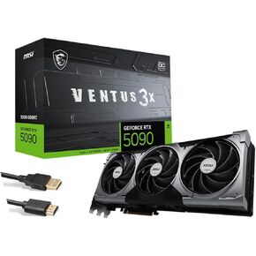 MSI Ventus 3X FeForce RTX 5090 OC Edition 32 GB GDDR7, PCI Express Gen 5, Core Clocks Extreme: 2452 MHz, CUDA CORES 21760 Units, Memory Speed 28 Gbps, Bundle with HDMI Cable