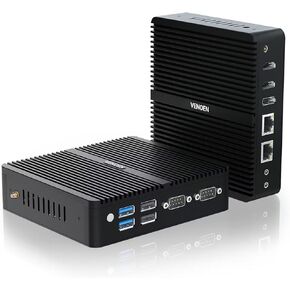 VENOEN Fanless mini PC Win 11 Pro Industrial PC 12th Gen in-tel J6412 Processor, 8G DDR4 256G M.2 SSD Office Home Industrial Mini Computer, 2xHD+DP Triple Display/2xLan/2xRS232 COM/WiFi/BT 4.2