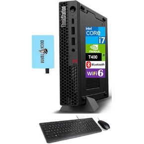 Lenovo ThinkStation P3 Tiny Workstation Mini Desktop (Intel i7-14700 vPro, T400 4GB, 32GB DDR5, 1TB PCIe SSD, WiFi 6, Bluetooth 5.2, 300W PSU, RJ-45, Win 11 Pro) w/DKZ USB Port Expander