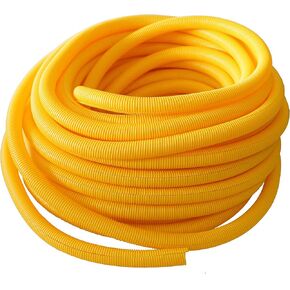 Absolute USA SLT14YL 1/4" x 100' Yellow Split Loom Split Wire Loom Polyethylene Conduit Corrugated Plastic Tubing Sleeve for Various Automotive, Home, Marine, Industrial Wiring Applications, Etc.