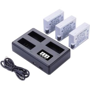 3-Pack LP-E8 Battery with Smart Triple Slot LCD Charger for Canon EOS Rebel T2i, T3i, T4i, T5i, 550D, 600D, 650D, 700D, Kiss X7i X6i X4 X5 X6 Digital Cameras (Not for T2 T3 T4 T5) 1900 mAh