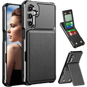 CCSmall Wallet Case for Samsung Galaxy A16 5G with Card Holder for Women Men, Luxury Folio Leather Wallet & TPU Bumper Phone Case for Samsung A16 ZM Black