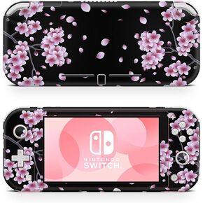 ZOOMHITSKINS Switch Lite Accessories, Compatible for Switch Lite Skin, Magnolia Orient Anime Cute Sakura Black Pink Japan, 3M Vinyl, Durable & Fit, Easy to Install, Made in The USA