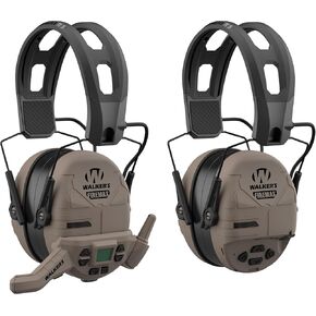 Walker's Firemax Rechargeable Electronic Ear Muffs Flat Dark Earth with Walkie Talkie 2 Pack