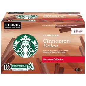 Starbucks Signature Collection Cinnamon Dolce Flavoured Ground Coffee K-Cup Pods, 10 Count Box, 101 gram