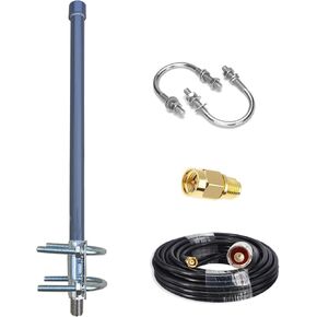 Lora Antenna 868MHZ 915MHz Fiberglass Antenna with 16.4Ft Low Loss 3D-FB RG58 Cable for Helium Hotspot RAK Nebra Bobcat 300 Hotspot HNT Miner Heltec V3 Meshtastic LORA32 915MHz LoRa Module