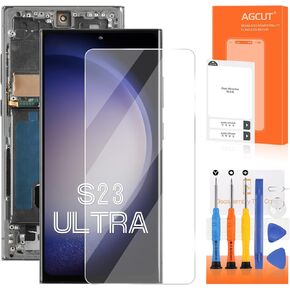 OLED for Samsung Galaxy S23 Ultra Screen Replacement for Display Samsung S23 Ultra LCD SM-S918B SM-S918U LCD Digitizer Touch Screen Assembly Blue Green with Frame (US Version,Support Fingerprint)