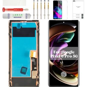 OLED for Google Pixel 6 Pro Screen Replacement 5g for Google Pixel 6 Pro Display Digitizer for Pixel 6 Pro G8VOU LCD Touch Screen Assembly with Frame GLUOG GF5KQ Black (with Fingerprint Function)