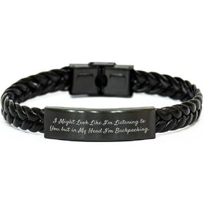 Backpacking Inspirations Interlaced Leather Birthday Unique Gift for Friends from Men, Women, Backpackers, Coworkers, Family