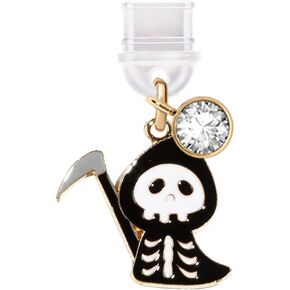 ELISE & FONDA TP422 Type-C USB Charging Port Anti Dust Plug Halloween Grim Reaper Cell Phone Charm for iPhone 15 /Samsung/OnePlus/Xiaomi/oppo Android Phones (Black)