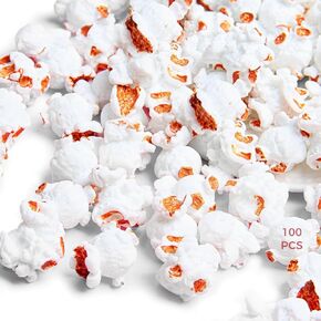 100 PCS Fake Popcorn Charms, Jewelry Making Popcorn Resin Charms Bulk, Realistic Faux Food for Necklaces Bracelets Earrings