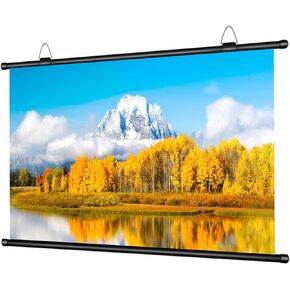 100-Inch Portable Projector Screen, XIAOHUI 16:9 Aspect Ratio, Non-Perforated Anti-Light, Easy Install,100% Polyester Professional Projector Screen Pull Down
