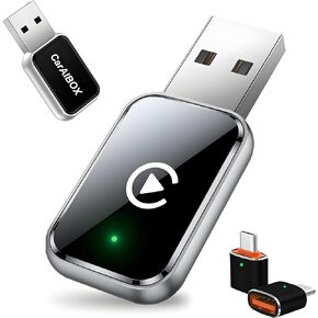 Wireless Android Auto Adapter, Wireless carplay Adapter, No Delay & Stable Control, Mini Size, USB & USB-C/Type-C Wireless Plug & Play for Cars 2016+ Android 11 and Above (Silver)