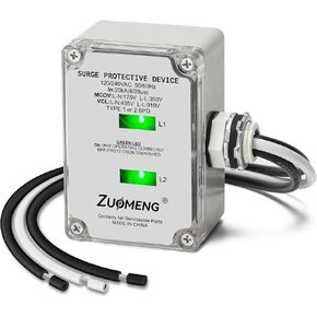HVAC Surge Protector, Zuomeng 120/240VAC Universal Air Conditioner Surge Protective Device with 20kA Surge Absorption, Dual LED Indicators, 3 Type of Protection to Protect HVAC Systems