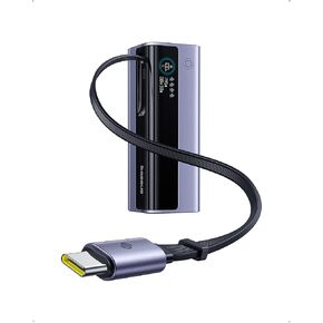 Baseus Laptop Power Bank, 20,000mAh 145W Portable Charger Built-in Retractable Cable, 4-Port PD Fast Charging Battery Bank with Smart Display, for iPhone/MacBook/Samsung/Dell/HP, and More