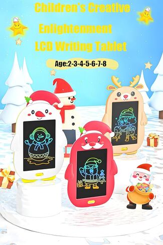ريكيمان 8.5 بوصة تابلت كتابة للأطفال، لوحة رسم إلكترونية تعليمية للأطفال، لوحة رسومات الشعار المبتكرة ذات الشاشة الملونة، لوحات رسومات الشعار المبتكرة والخربشة القابلة للمسح (أيل عيد الميلاد البني) in Kuwait