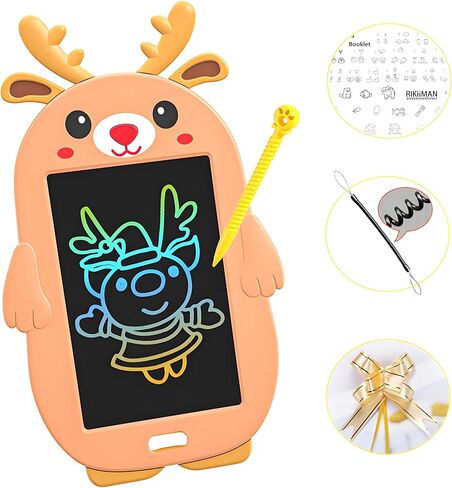 ريكيمان 8.5 بوصة تابلت كتابة للأطفال، لوحة رسم إلكترونية تعليمية للأطفال، لوحة رسومات الشعار المبتكرة ذات الشاشة الملونة، لوحات رسومات الشعار المبتكرة والخربشة القابلة للمسح (أيل عيد الميلاد البني) in Kuwait