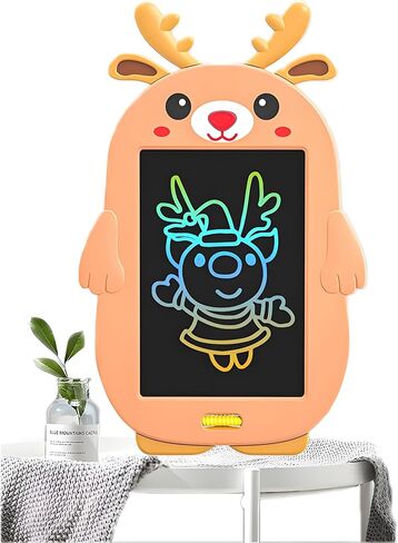 ريكيمان 8.5 بوصة تابلت كتابة للأطفال، لوحة رسم إلكترونية تعليمية للأطفال، لوحة رسومات الشعار المبتكرة ذات الشاشة الملونة، لوحات رسومات الشعار المبتكرة والخربشة القابلة للمسح (أيل عيد الميلاد البني) in Kuwait