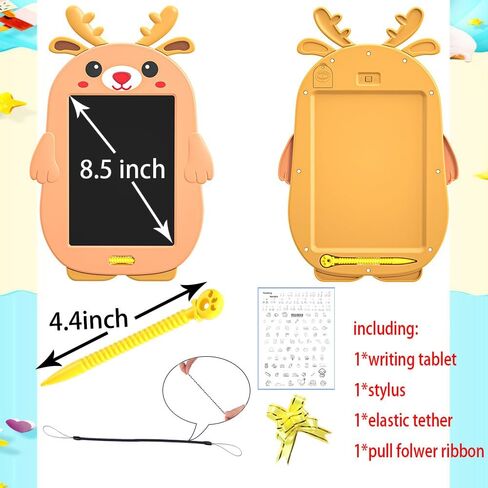 ريكيمان 8.5 بوصة تابلت كتابة للأطفال، لوحة رسم إلكترونية تعليمية للأطفال، لوحة رسومات الشعار المبتكرة ذات الشاشة الملونة، لوحات رسومات الشعار المبتكرة والخربشة القابلة للمسح (أيل عيد الميلاد البني) in Kuwait