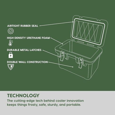 IRIS USA Hugel Cooler, Heavy Duty Metal Buckles, Vacuum-Insulated Ice Chest, Durable Hard Cooler, Built-in Handles, Fishing Camping Boats Beach Tailgating Road Trips in Saudi Arabia