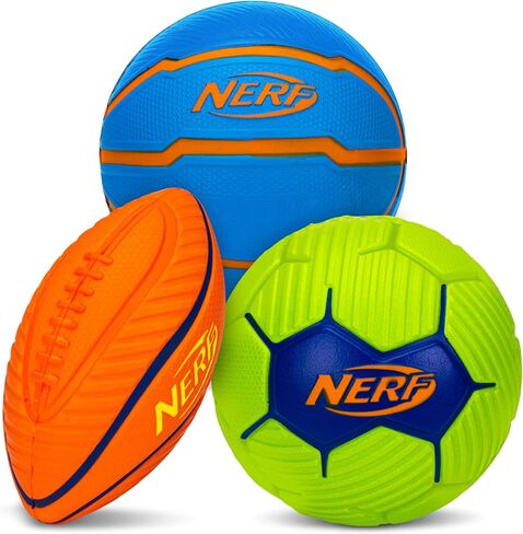 NERF Mini Foam Sports Ball Set - Foam Football, Soccer Ball + Basketball Set - NERF Soft Foam Sports Set for Kids - Multicolor in Saudi Arabia