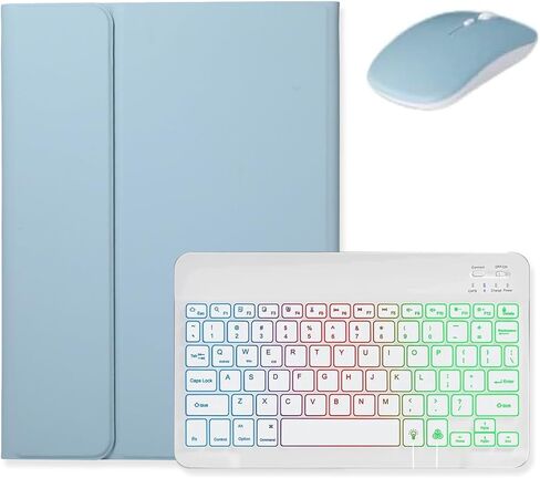 Backlit Keyboard for Galaxy Tab S9 FE+ 12.4″/ Tab S10+ / Tab S9+ /S8+/S7+/S7 FE 12.4 inch Case with Mouse and Magnetic Detachable Backlight Color Keyboard,Mist Blue+White in Saudi Arabia