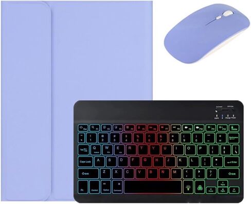Backlit Keyboard for Galaxy Tab S9 FE+ 12.4″/ Tab S10+ / Tab S9+ /S8+/S7+/S7 FE 12.4 inch Case with Mouse and Magnetic Detachable Backlight Color Keyboard,Mist Blue+White in Saudi Arabia