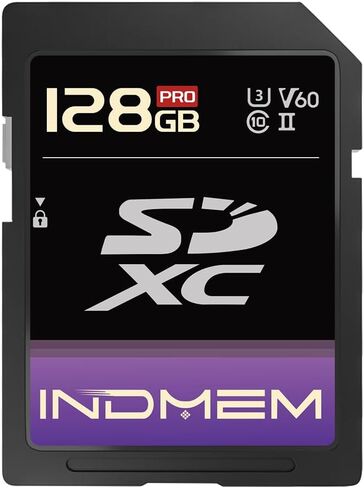 Indmem 64GB SD CARD UHS-II V60 U3 SDXC CARMED ، سرعة عالية ، اقرأ ما يصل إلى 280 ميجابايت/ثانية ، V60 بطاقات الذاكرة للكاميرا الاحترافية 4K/6K in Kuwait