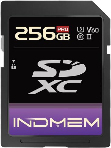 Indmem 64GB SD CARD UHS-II V60 U3 SDXC CARMED ، سرعة عالية ، اقرأ ما يصل إلى 280 ميجابايت/ثانية ، V60 بطاقات الذاكرة للكاميرا الاحترافية 4K/6K in Kuwait