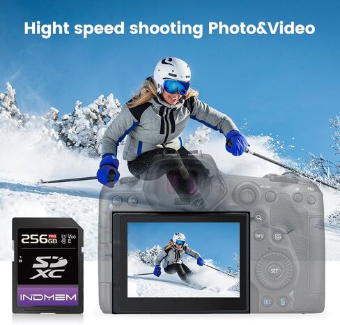 Indmem 64GB SD CARD UHS-II V60 U3 SDXC CARMED ، سرعة عالية ، اقرأ ما يصل إلى 280 ميجابايت/ثانية ، V60 بطاقات الذاكرة للكاميرا الاحترافية 4K/6K in Kuwait