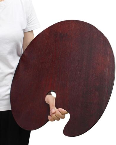 Wooden Paint Palette 20*16 inch - Kidney Shaped Oil Palette Artist Painting Palette with Thumb Hole, Wood Paint Color Mixing Tray for Beginners, Art Students, Walnut Palette Gouache 50*40 cm Large in Kuwait