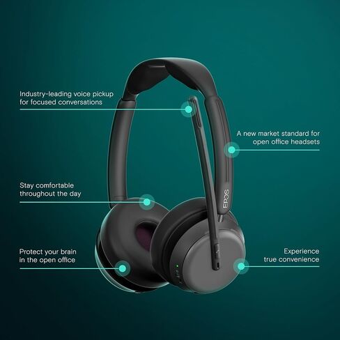 EPOS Impact 1060 ANC Professional Bluetooth Headset for PC - Double-Sided, Premium Noise-Canceling Mic, AI, Intuitive Controls, Super Wideband Audio, Ideal for Focused Work in Noisy Office in Kuwait
