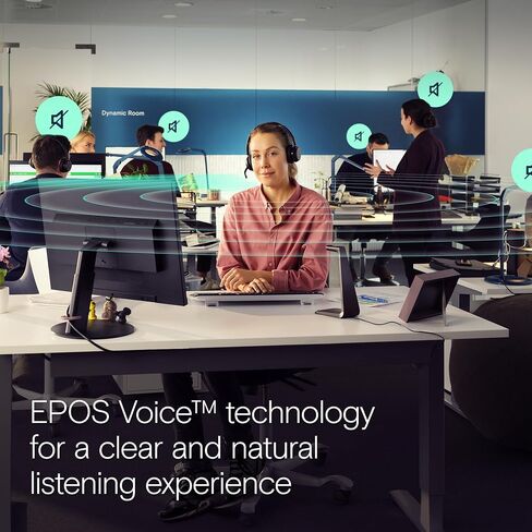 EPOS Impact 1060 ANC Professional Bluetooth Headset for PC - Double-Sided, Premium Noise-Canceling Mic, AI, Intuitive Controls, Super Wideband Audio, Ideal for Focused Work in Noisy Office in Kuwait