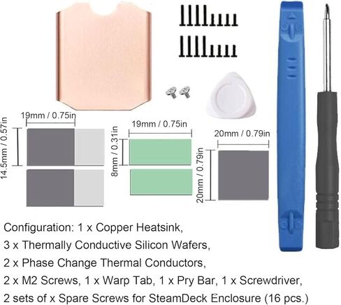 SSD Heathink Thermal Pad Copper Kit Therctive Padper Coor for Steam Deck and Rog All مع 0.5 مم من التبريد النحاسي 3 منصات السيليكون 2 أدوات تغيير الطور in Saudi Arabia