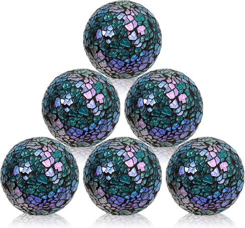 Kesywale 6PCS Decorative Balls Set 2.4 Inches/ 6cm Small Mosaic Spheres Glass Orbs Decorative Balls for Centerpiece Bowls Vases Fillers Dining Coffee Table Wedding Party Decor (Black) in Saudi Arabia