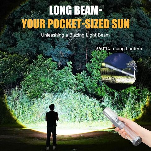 2 in 1 Rechargeable Camping Lantern, Portable Tent Light with High Brightness Flashlight in Saudi Arabia