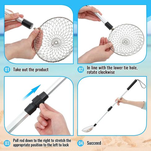 Liliful 6 Pcs Shelling Tools for Beach Include 2 Beach Sand Sifter with Adjustable Handle 2 Beach Mesh Shovel Sand Scoop 2 Mesh Shell Collecting Bag for Picking up Shell Shark Teeth Toy (Pink, Blue) in Saudi Arabia