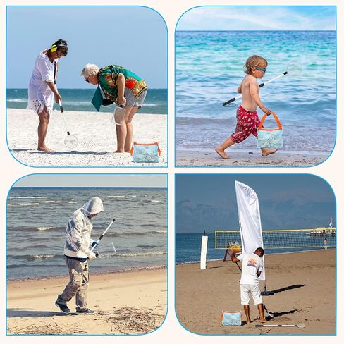 Liliful 6 Pcs Shelling Tools for Beach Include 2 Beach Sand Sifter with Adjustable Handle 2 Beach Mesh Shovel Sand Scoop 2 Mesh Shell Collecting Bag for Picking up Shell Shark Teeth Toy (Pink, Blue) in Saudi Arabia