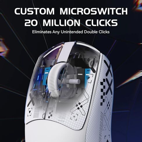 M4 Ultra-Light Wireless Gaming Mouse 52g, 24000 DPI PAW3311 Optical Sensor,2.4G/BT/Wired Ergonomic Computer Mice, RGB Lighting,400mAh Battery，Programmable Mouse for PC/Win/MAC-White &Tape in Saudi Arabia