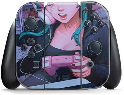 Skinit Skinit Gaming Gaming Skiner مع Nintendo Switch (2017-2021) وحدة تحكم Joy-Con-تصميم Flames الأخضر in Kuwait