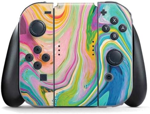 Skinit Skinit Gaming Gaming Skiner مع Nintendo Switch (2017-2021) وحدة تحكم Joy-Con-تصميم Flames الأخضر in Kuwait