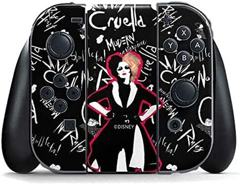 Skinit Decal Gaming Skin Compatible with Nintendo Switch (2017-2021) Joy-Con Controller - Officially Licensed Disney Cruella (2021) Animated Pattern Design in Kuwait