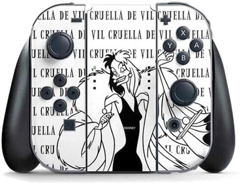 Skinit Decal Gaming Skin Compatible with Nintendo Switch (2017-2021) Joy-Con Controller - Officially Licensed Disney Cruella (2021) Animated Pattern Design in Kuwait