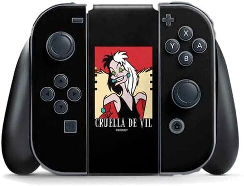 Skinit Decal Gaming Skin Compatible with Nintendo Switch (2017-2021) Joy-Con Controller - Officially Licensed Disney Cruella (2021) Animated Pattern Design in Kuwait
